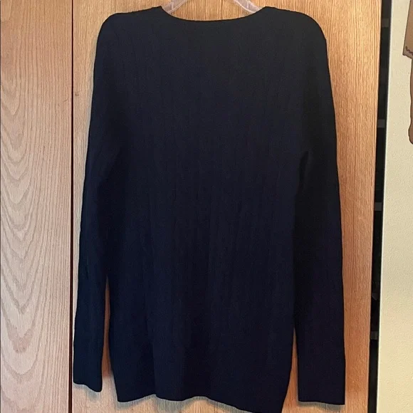 Lacoste Men’s Black Cotton Cable Knit V Neck Sweater Peru Size XL 44 EUC